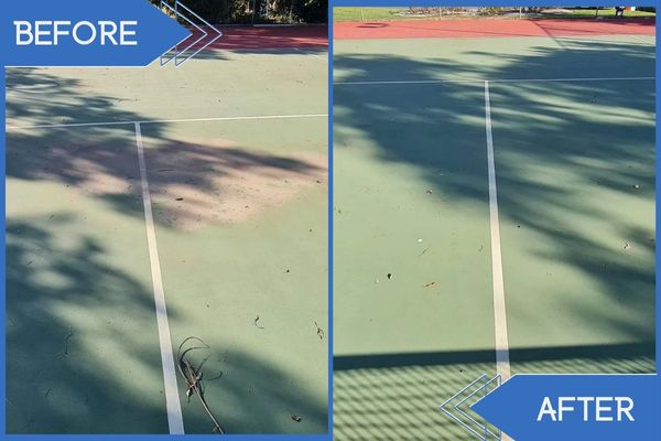 Green Tennis Court Pressure Cleaning Before Vs After(1)