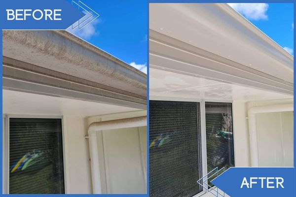 House Gutter Pressure Cleaning Before Vs After