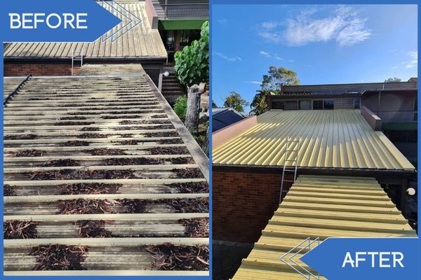 Panel Steel Roof Pressure Washing Before Vs After