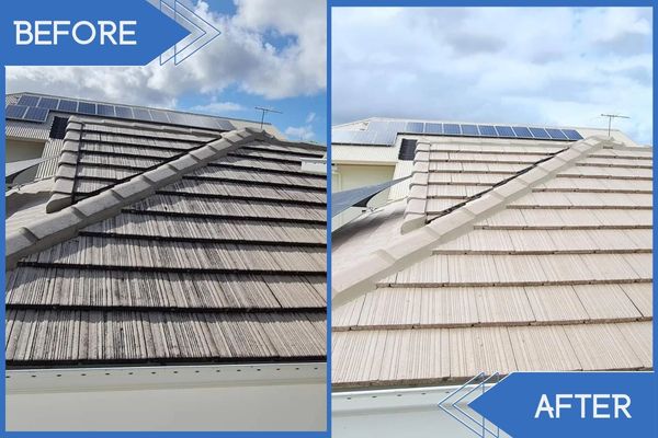 Roof Tile Solar Panel Pressure Cleaning Before Vs After