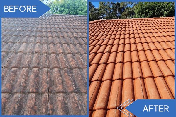Slate Rooftiles Before Pressure Cleaning Before Vs After