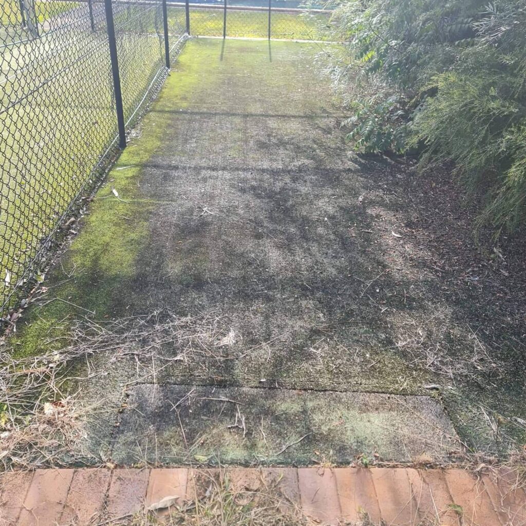 Tennic Court Synthtic Grass Before Pressure Cleaning