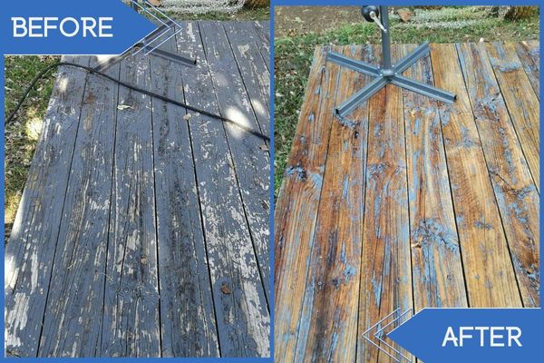 Timber Patio Pressure Cleaning Before Vs After